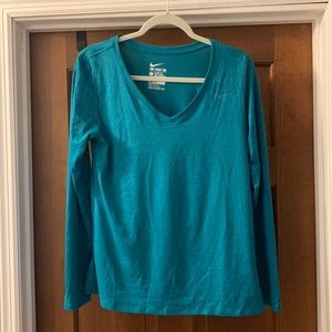 Nike athletic cut long sleeve t-shirt. Size large. Blue/green color.